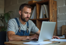 Artisan déclaré : comment vérifier son statut en France ? Artisan homme concentré à son bureau dans un atelier