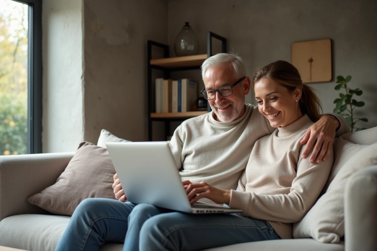 Couple comparant des offres d'assurance habitation sur un ordinateur portable pour choisir le meilleur contrat en 2026