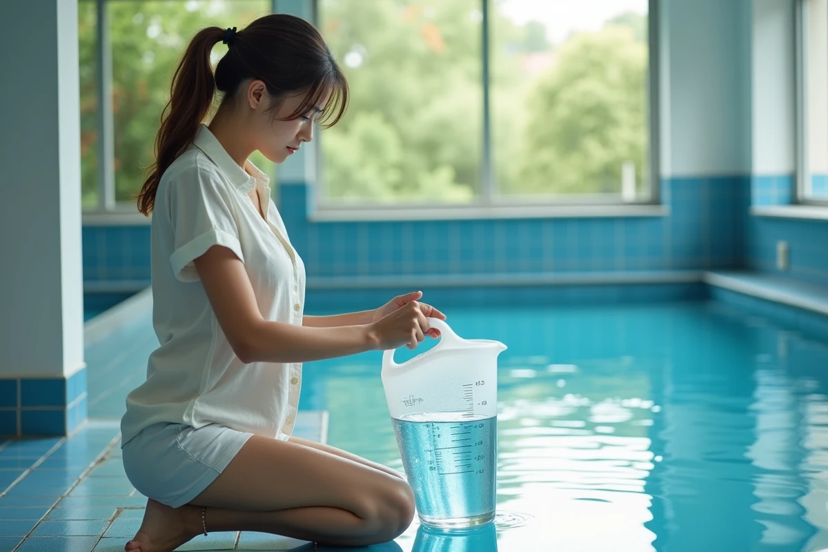 Femme remplissant un récipient d