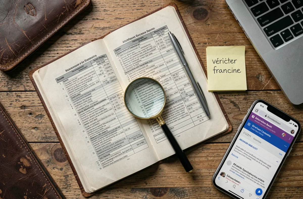 Gros plan sur un contrat d'assurance habitation GMF avec loupe et annotations sur un bureau