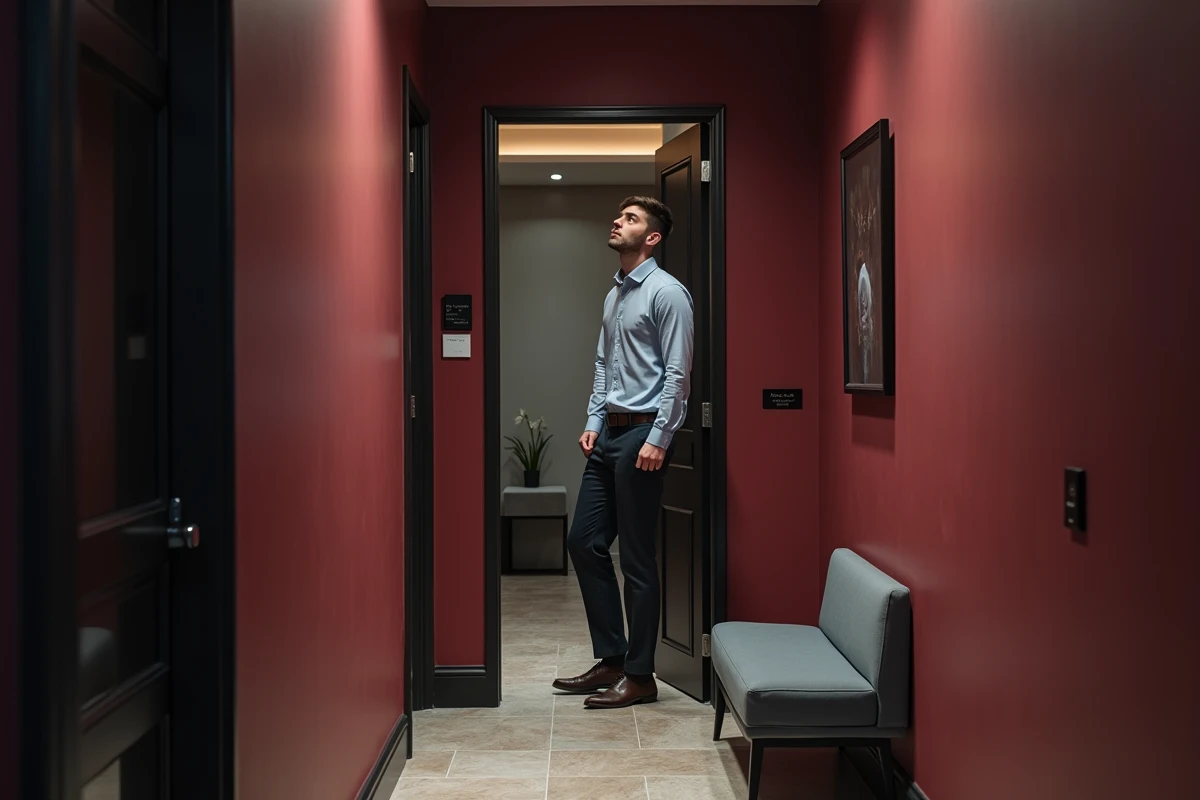 Jeune homme dans un hall d