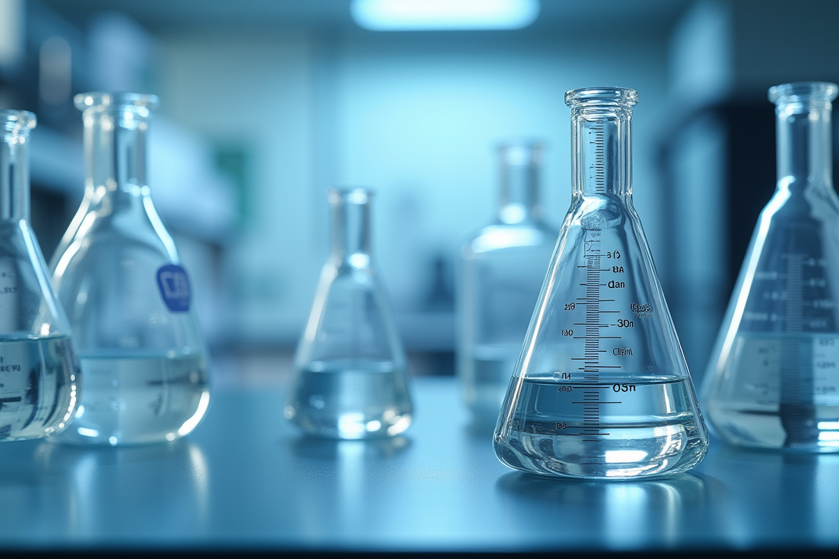 Instruments de mesure en laboratoire avec graphique de conversion ml en cl