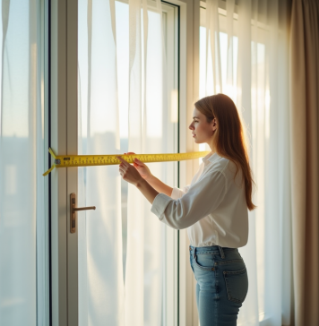Les pièges courants à éviter pour bien calculer la largeur de rideau Personne mesurant une vitre avec un mètre en étant confus