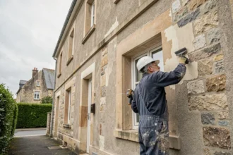 Ravalement de façade d'une maison bretonne en Ille-et-Vilaine par un professionnel du bâtiment