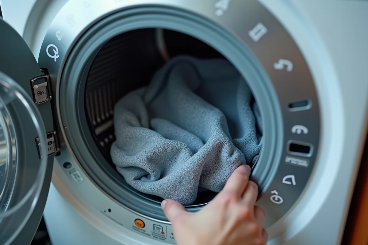 Réglage du programme délicat à 30 degrés sur un lave-linge pour laver des vêtements de sport techniques