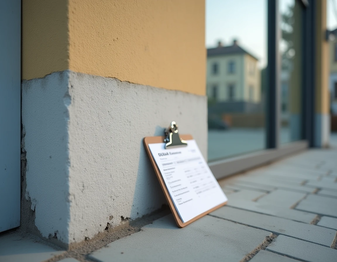 Contraste entre surface béton sablée et non traitée avec devis de sablage au mètre carré posé au sol
